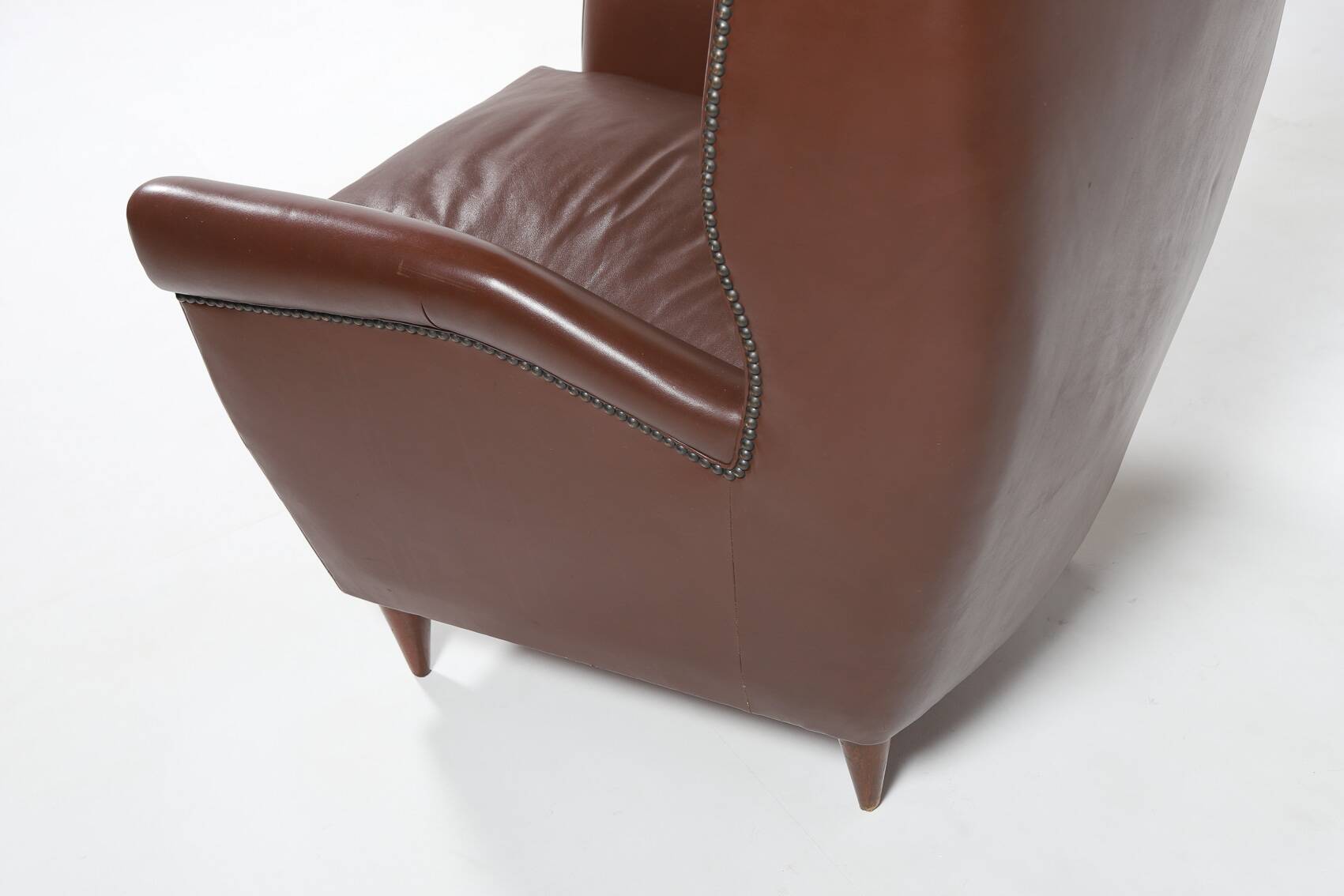 Pair of Italian Wingback Lounge armchairs Gio Ponti style, 1950's