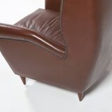 Pair of Italian Wingback Lounge armchairs Gio Ponti style, 1950's