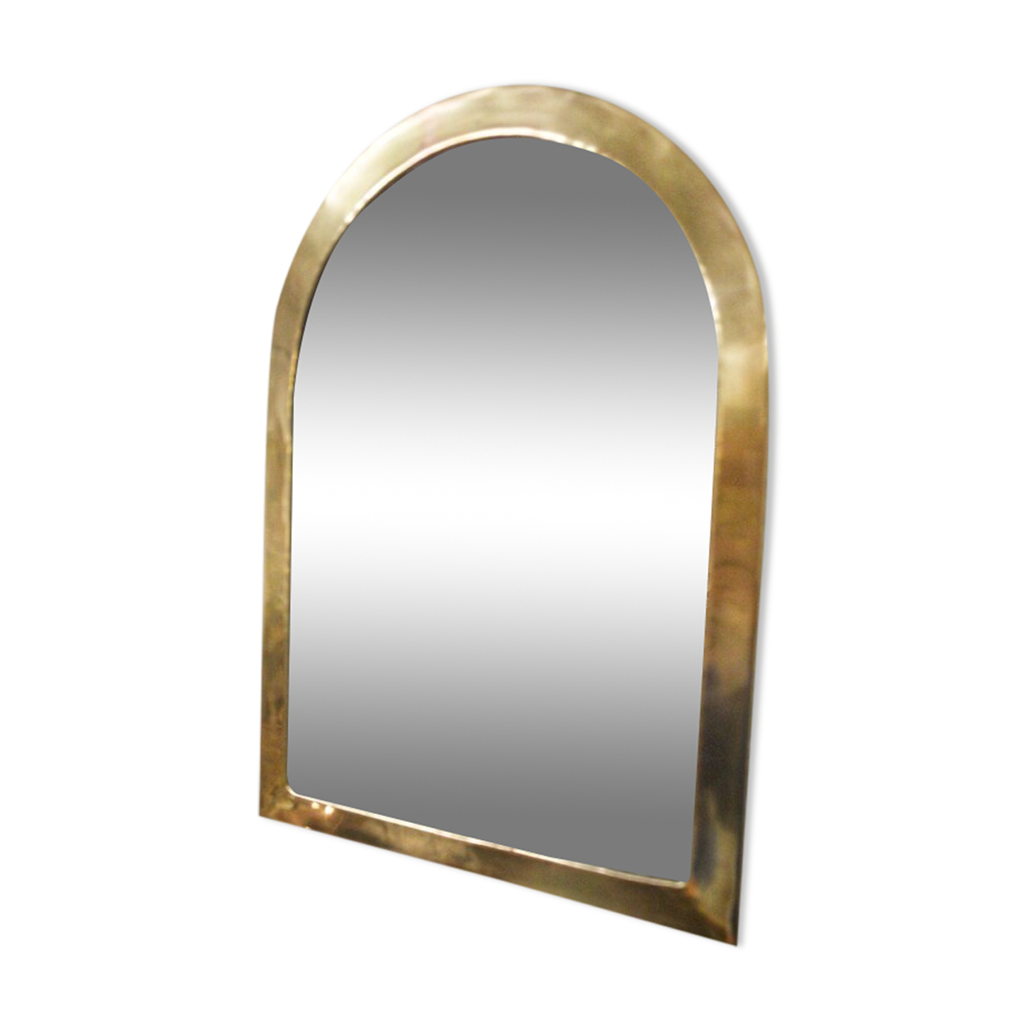 Brass half-moon mirror