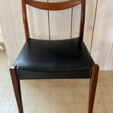 Scandinavian style teak and black skaï style chairs