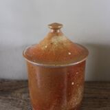 Vintage stoneware vase pot with lid