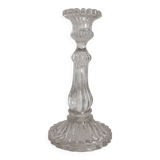 Antique baluster-shaped molded glass candlestick holder