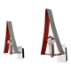 Pair of triangular wall sconces in chrome metal and orange. 1970s.
