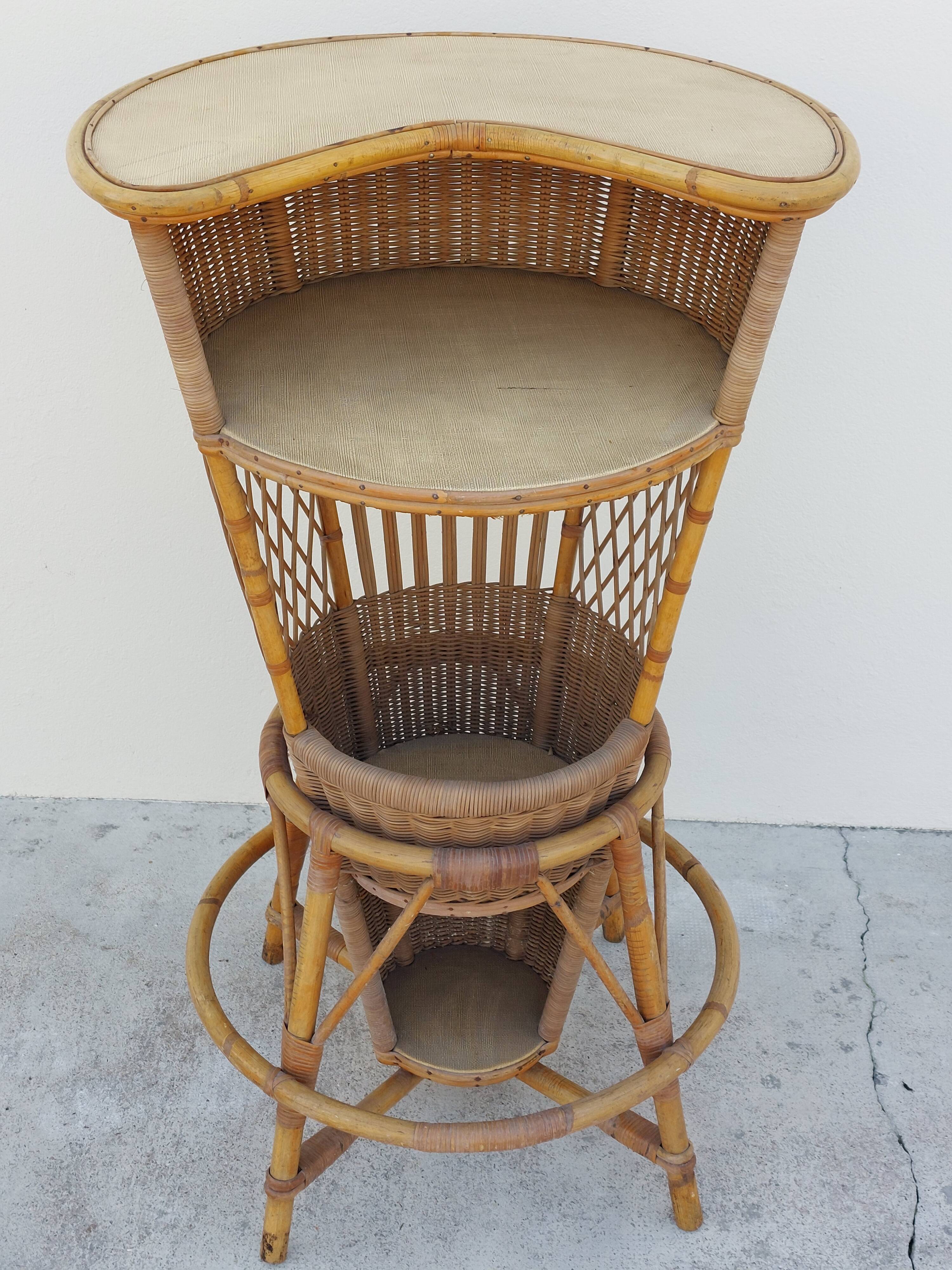 1950 vintage rattan cocktail bar