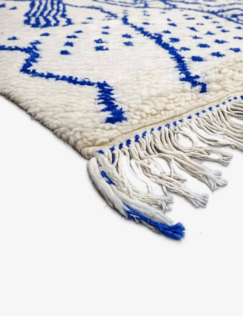 Tapis Azilal Bleu et Blanc - 300 x 193 cm