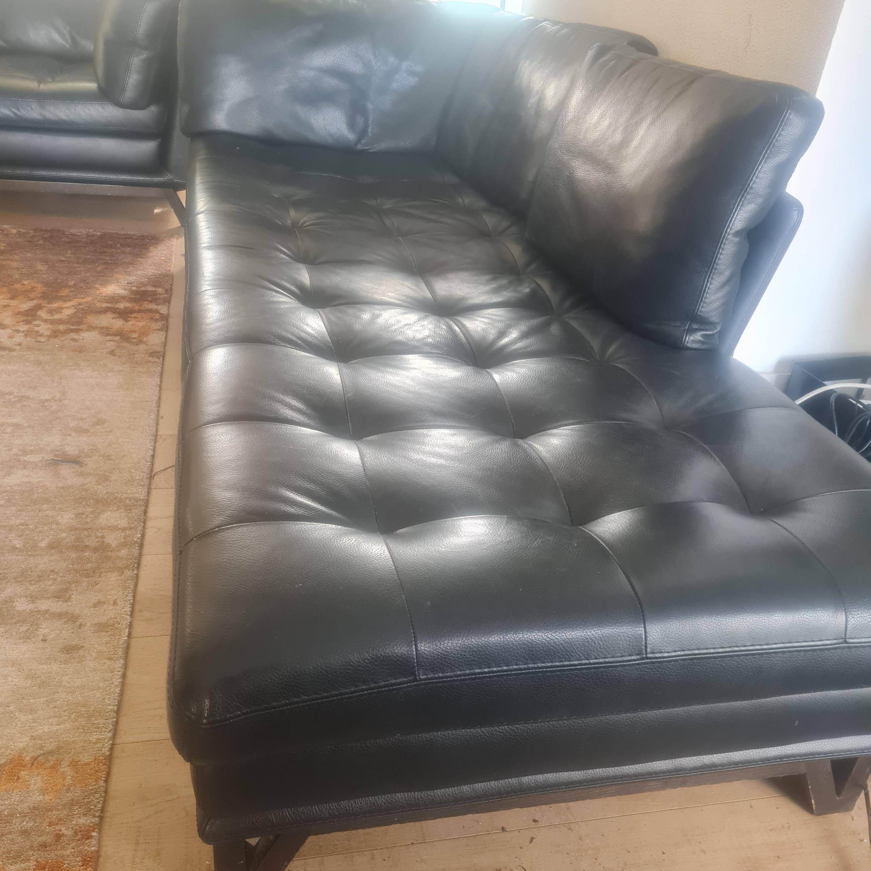 Canapé Roche Bobois cuir noir 3 places 210 cms