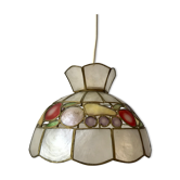 Suspension in mother-of-pearl and brass fruit patterns 60s