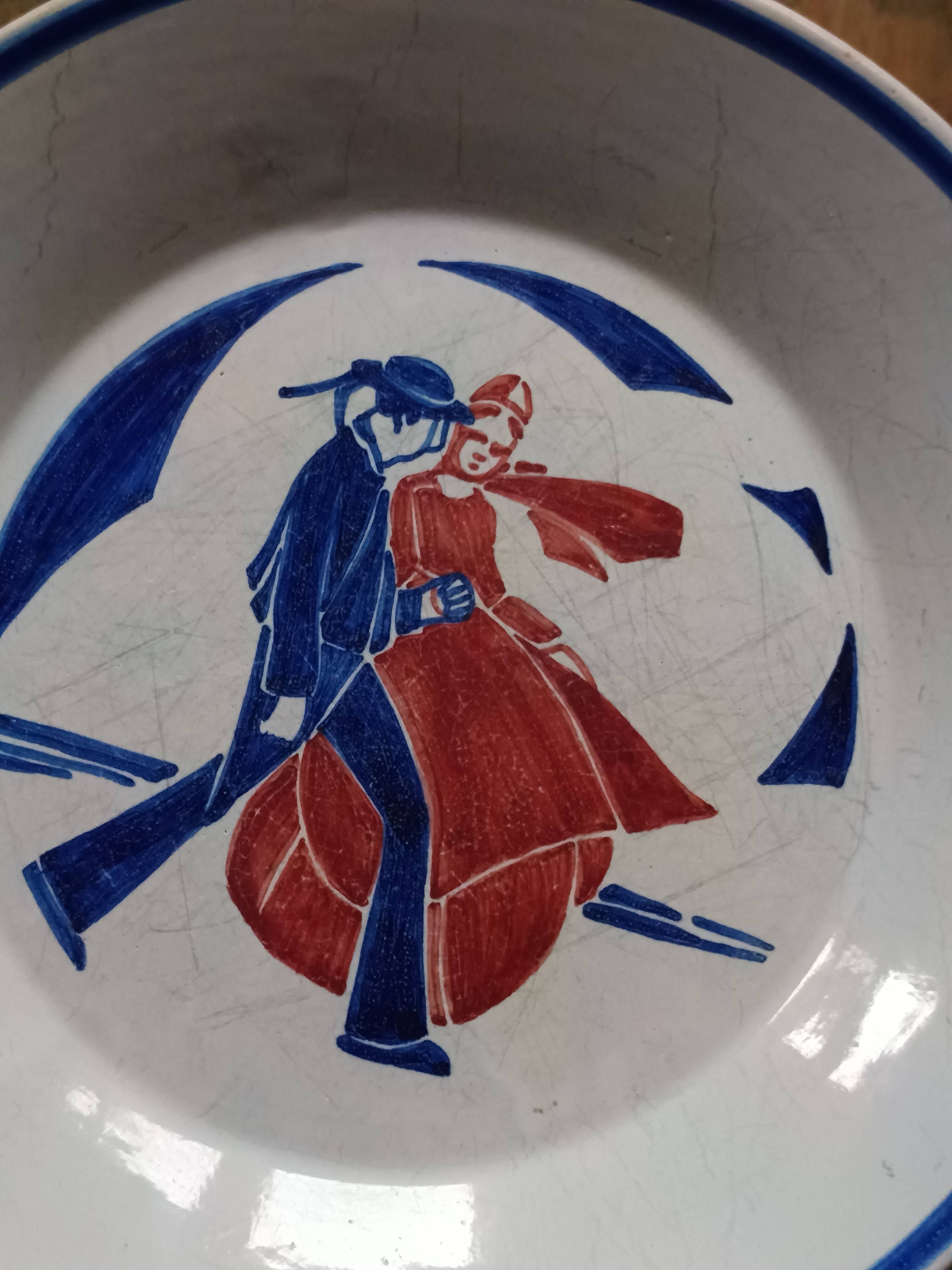 set of 4 Art Deco plates signed Louis Garin HB Quimper