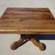 Square dining table, central leg, seats 8