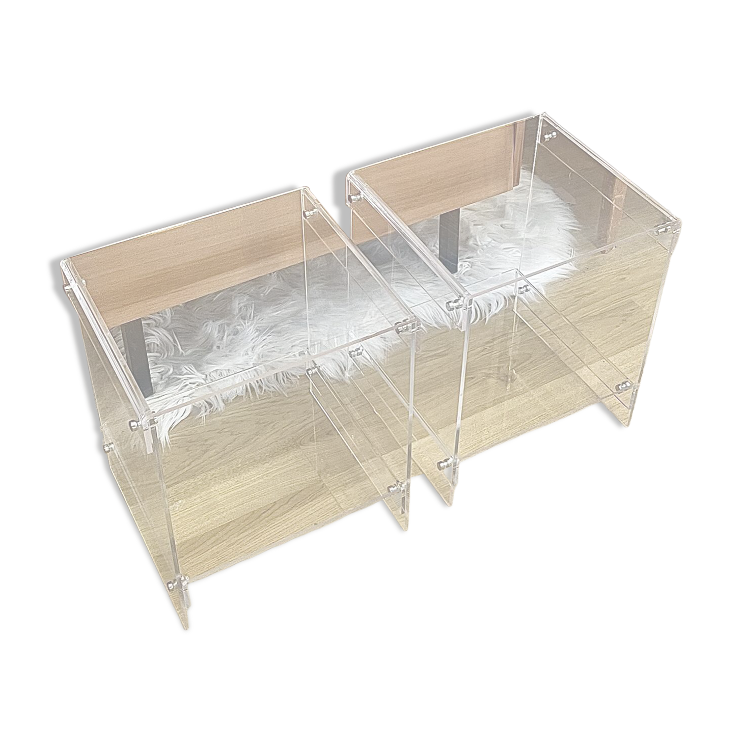 Pair of bedside tables in plexiglass — Michel Dumas for Roche Bobois, years
