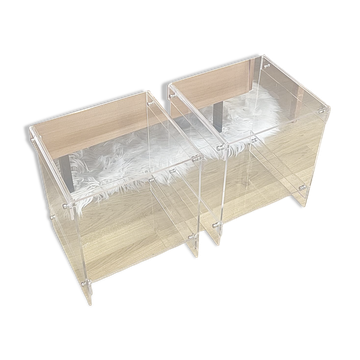 Pair of bedside tables in plexiglass — Michel Dumas for Roche Bobois, years