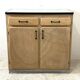 Buffet vintage 60's bois brut et formica bleu