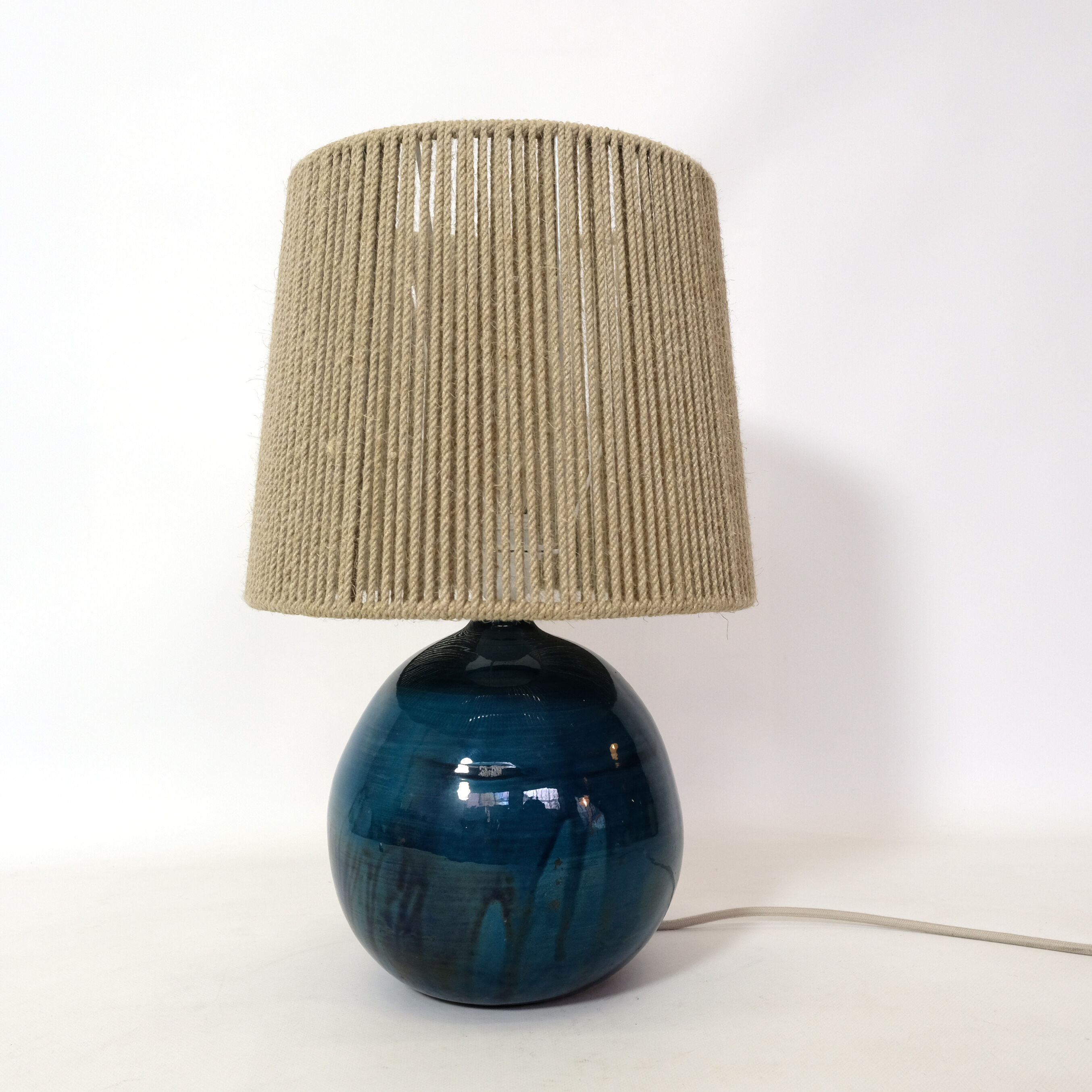 Blue glazed ceramic lamp