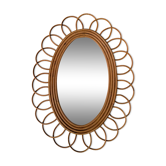 Oval rattan mirror 1960 40x53cm
