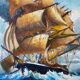 Painting "Three masts in turmoil" HST signed and dated 1978