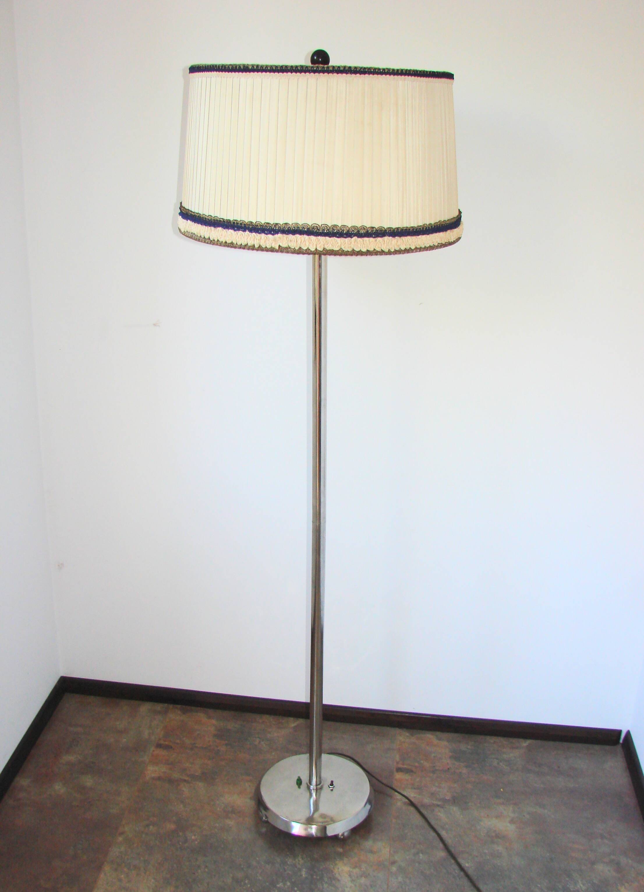 Art Deco floor lamp, 1930s, nickel-plated steel