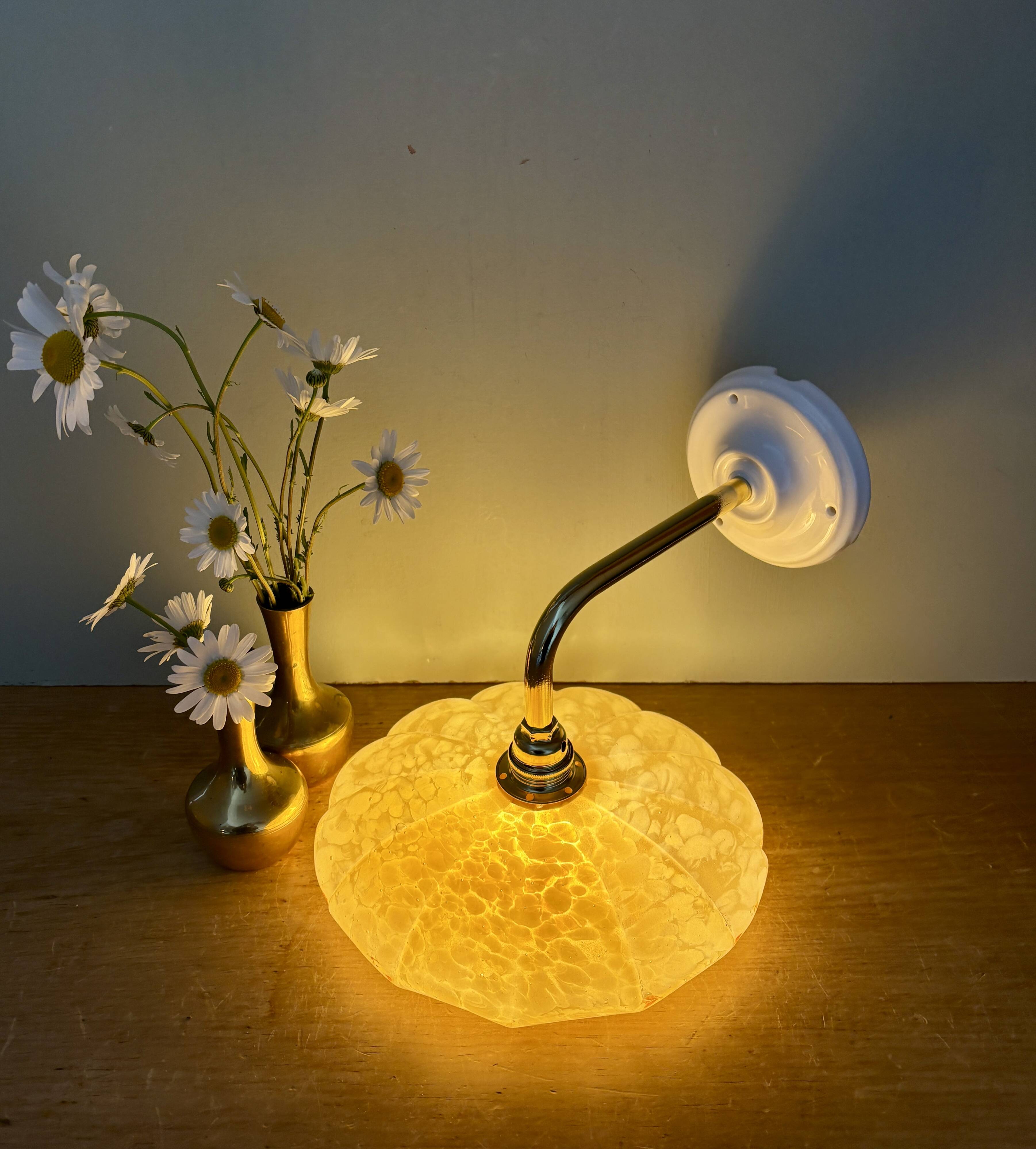 Antique wall lamp with yellow Clichy glass shade