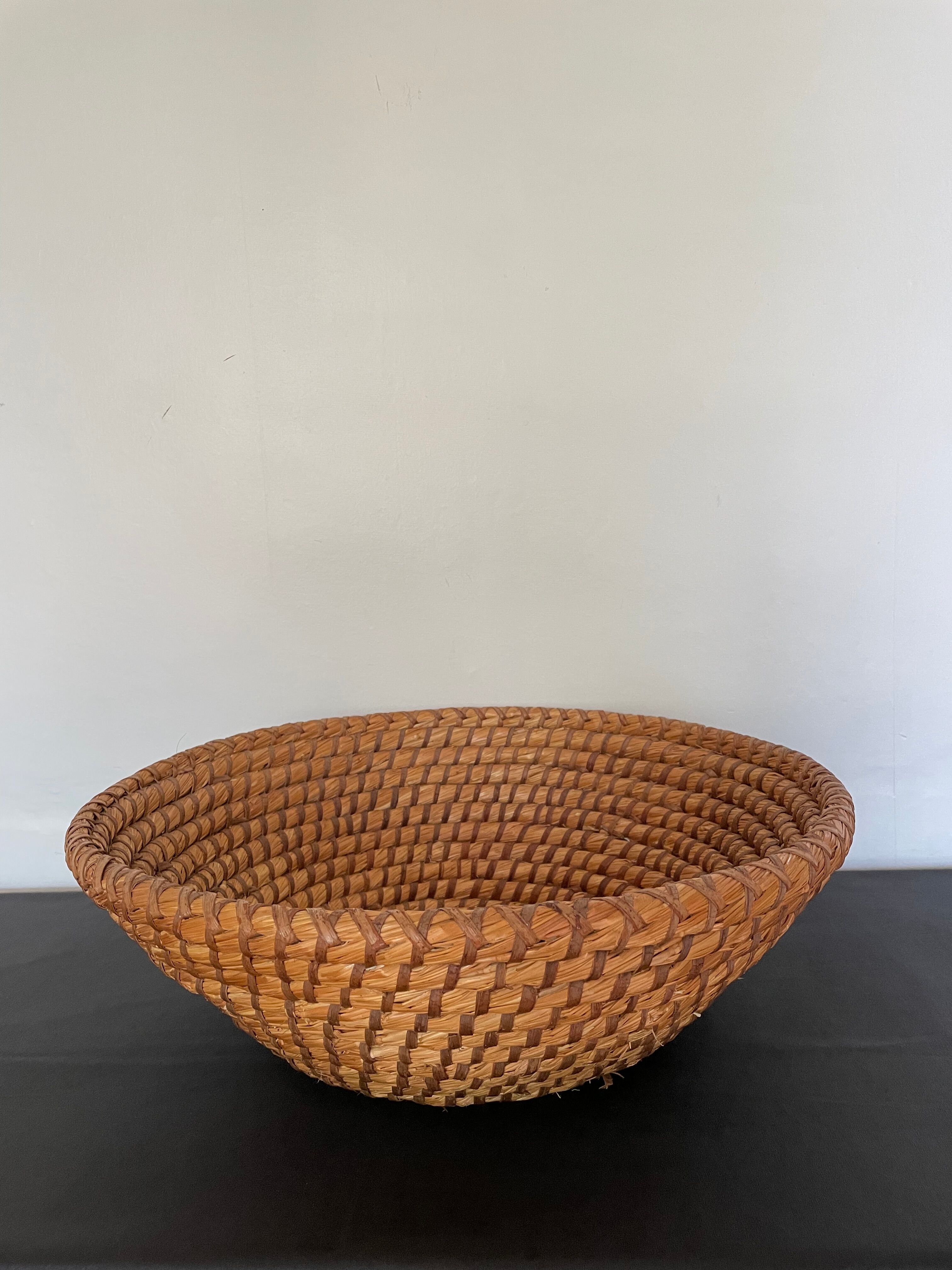 Woven straw basket