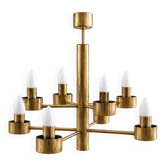 Eight-light chandelier in solid brass by Gaetano Sciolari, Italy, year