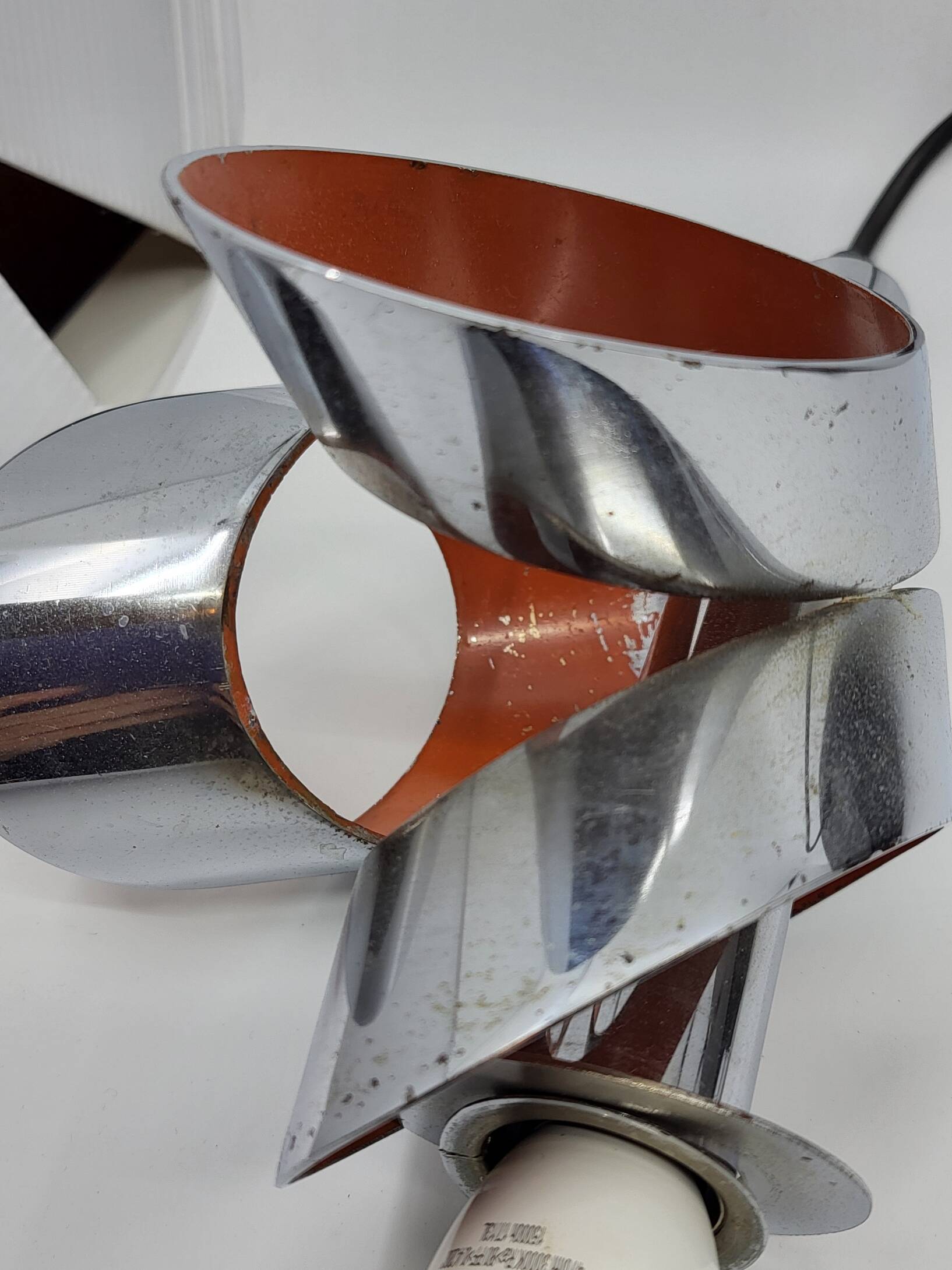 Massive Belgique three-armed waterfall pendant lamp in chrome and orange lacquer