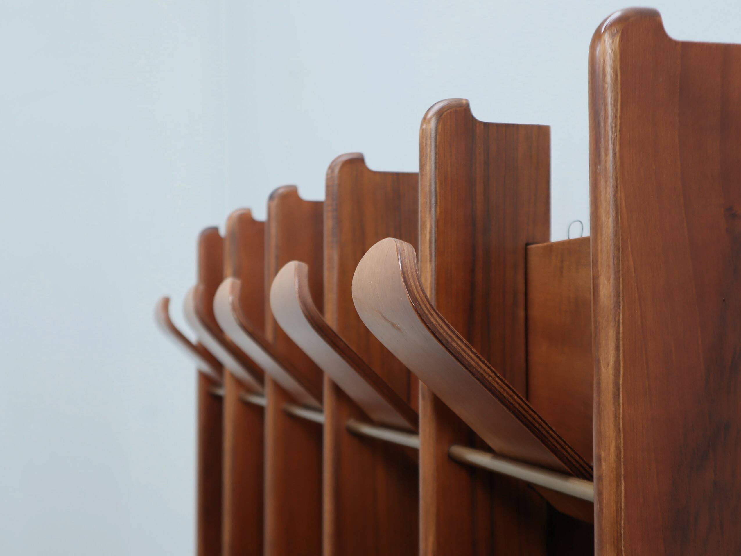 Vintage 1970s La Moderna Wood Entryway coat rack with mirrors