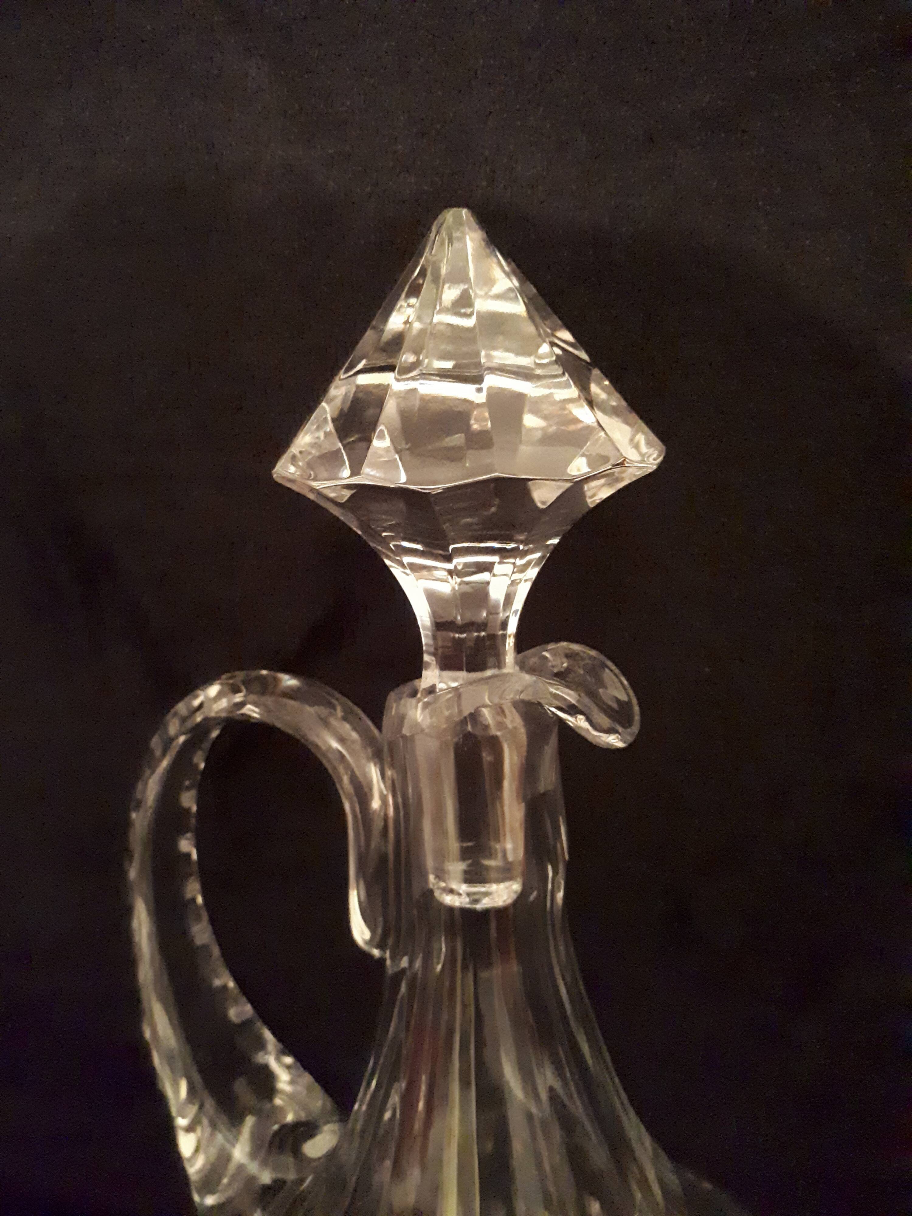 Crystal carafe on foot, vintage