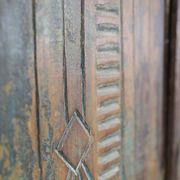 Indian furniture Blue patinated carved wardrobe with 2 doors and 1 shelf, unique piece