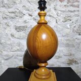 Vintage turned pine table lamp - Maison Verdière - 1970s/80s