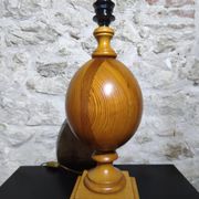 Vintage turned pine table lamp - Maison Verdière - 1970s/80s
