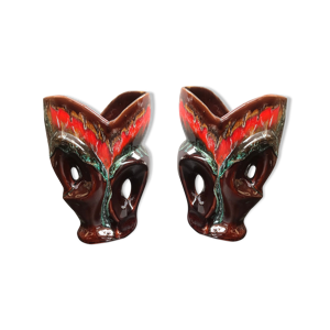 Paire de vase ancien - multicolore