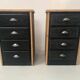 Pair of small brutalist chests of drawers in patinated fir, 20th century.