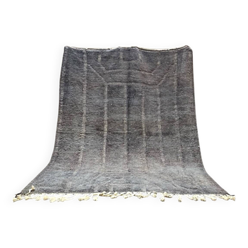 Grand tapis berbere beniouarain tissé main gris-bleu, 100% laine 280 x 220