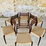 Ensemble de 6 chaises, modèle 78 en palissandre, première édition par Niels Moller, circa 1962-1970
