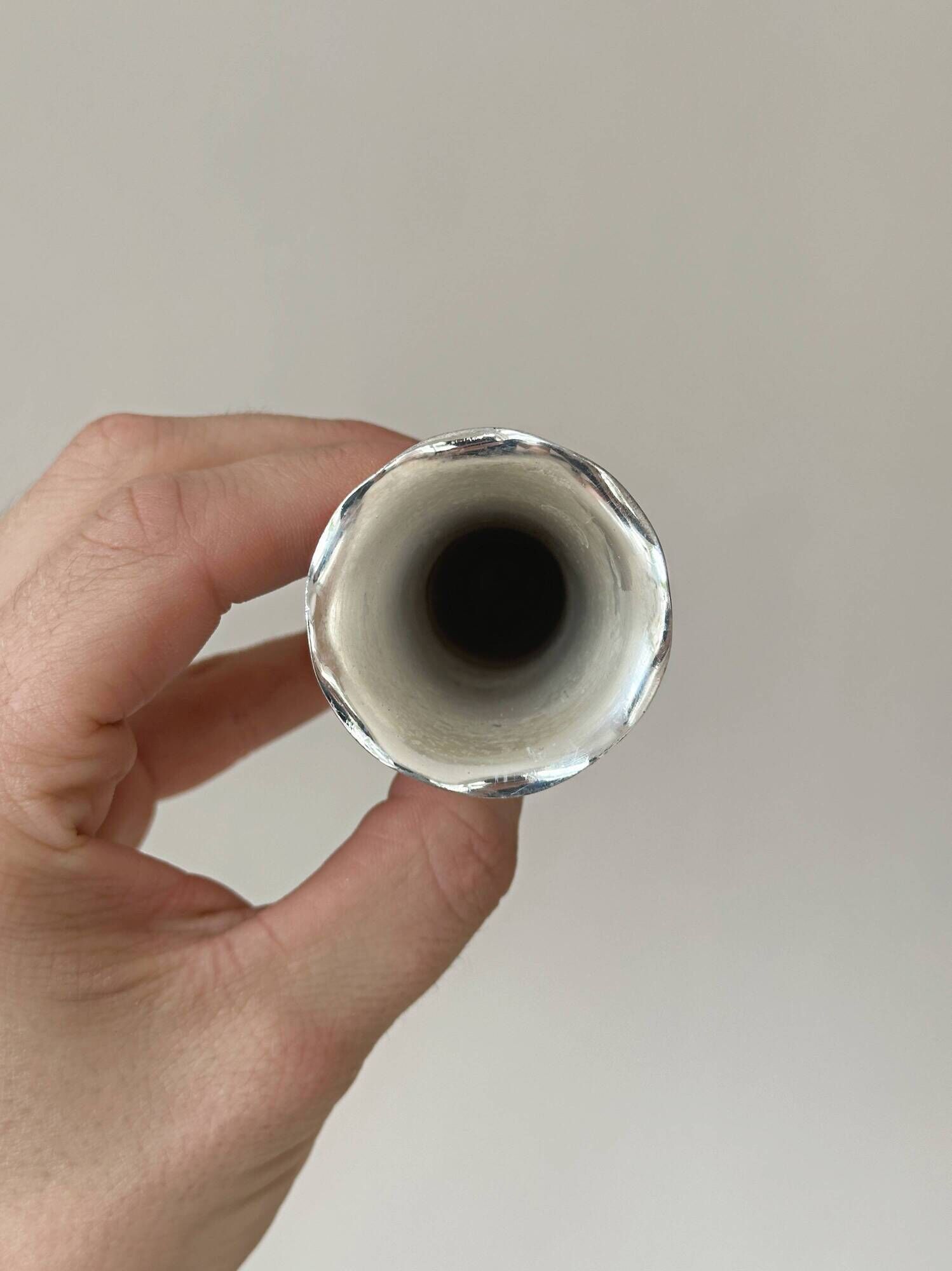 Mini metal soliflore vase, wavy corolla neck