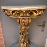 Carved wooden and marble console
