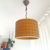 Orange Ceiling lamp vintage 70s made of straw