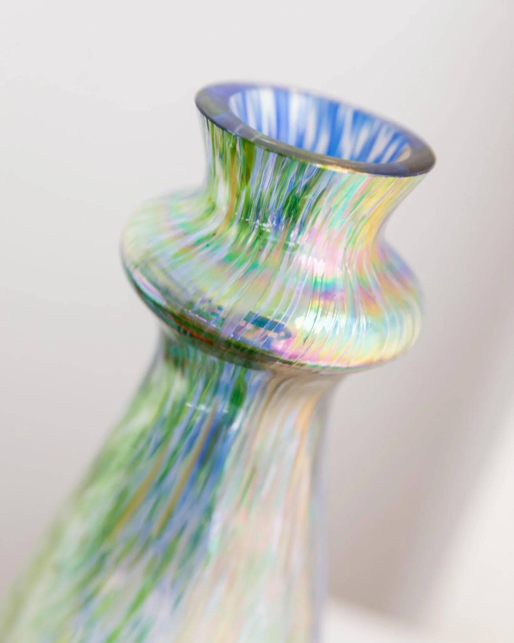 Large Vintage Murano Glass Vase in Multicolor Iridescent Pastel Glass – Italian Art Glass, 1970s