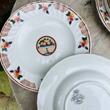 Plat et assiettes art deco, Longwy - décor Maurice