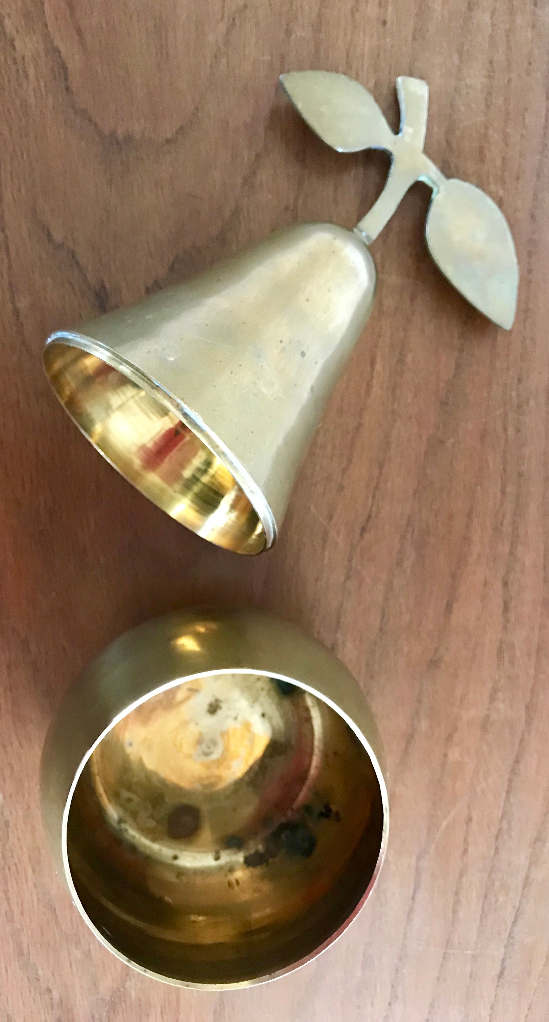 Void pear pocket vintage brass