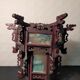 Carved wooden lantern and painted glass - China, Late 19th century