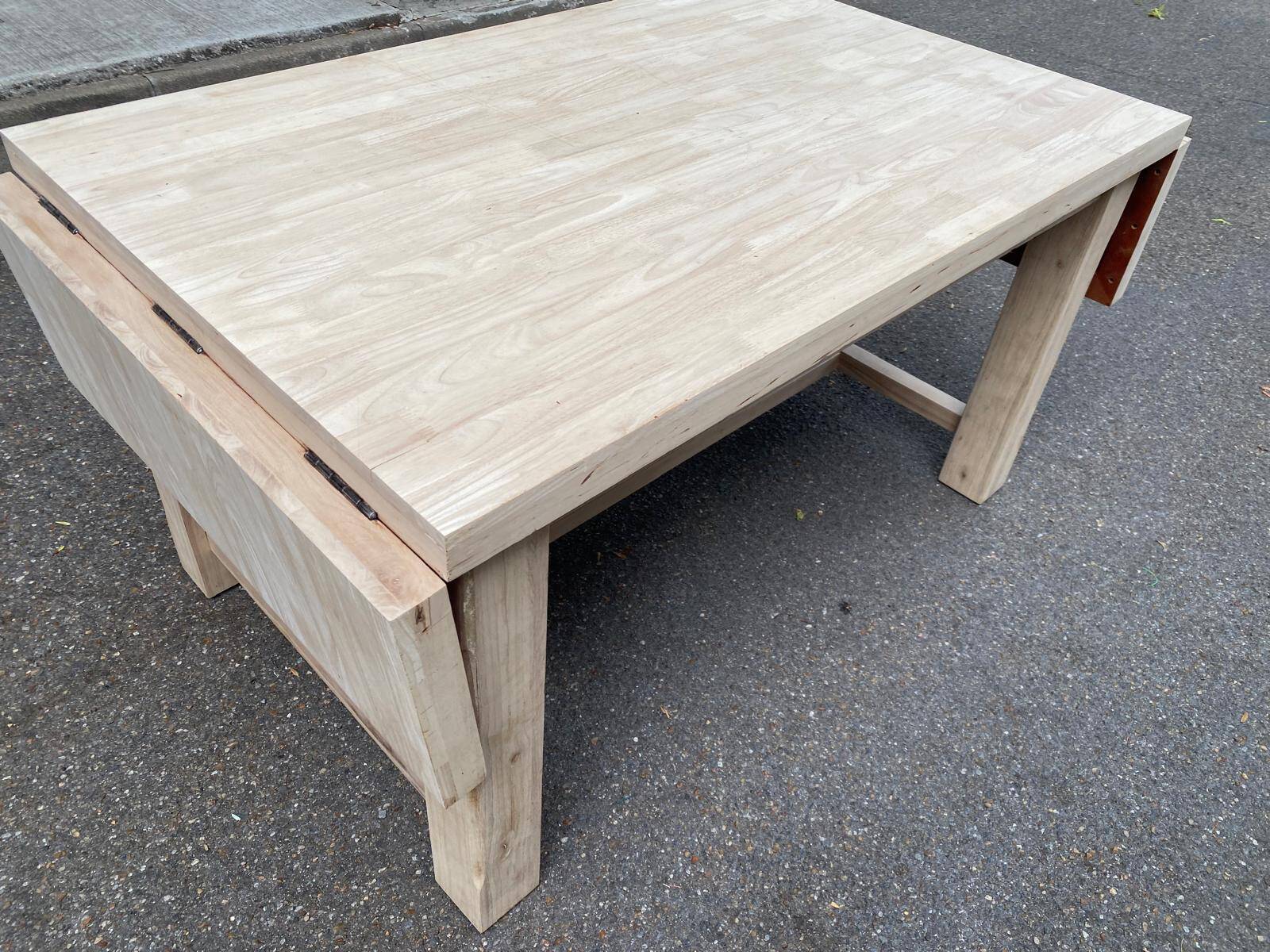 Table de ferme extensible à volets rénovée en bois massif 140-200cm