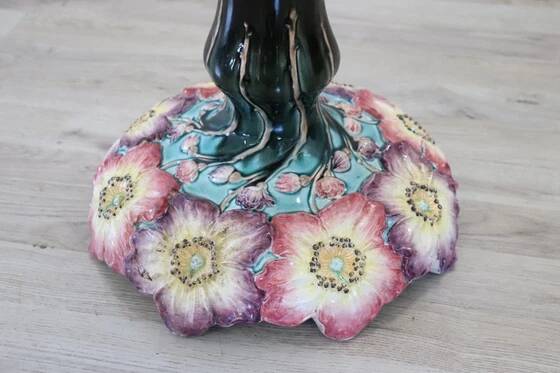 Art Nouveau ceramic vase with column, Italy early 20th century