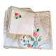 Large white map with colored flower insertion and embroidery.