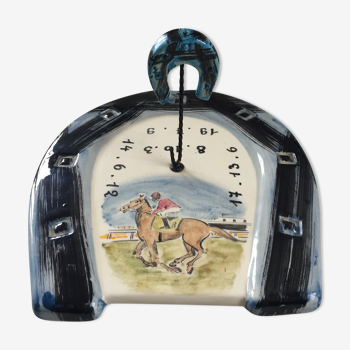 Vintage cheese platter Vallauris Horse racing