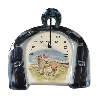 Vintage cheese platter Vallauris Horse racing