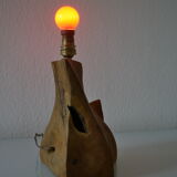 Modernist brutalist lamp free form years 60 olive wood
