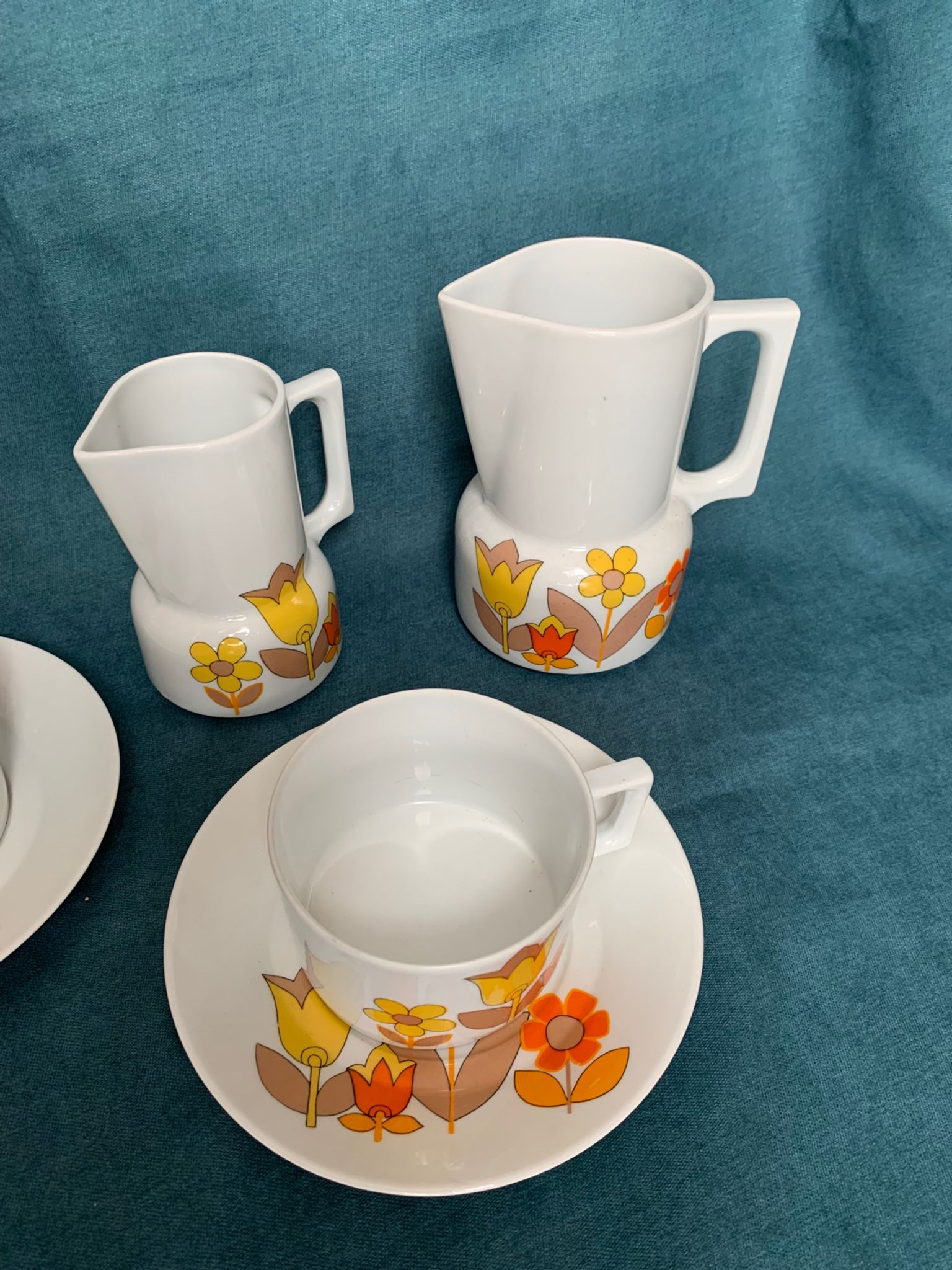 Vintage duo coffee service Haute porcelaine du Berry l. Lourioux