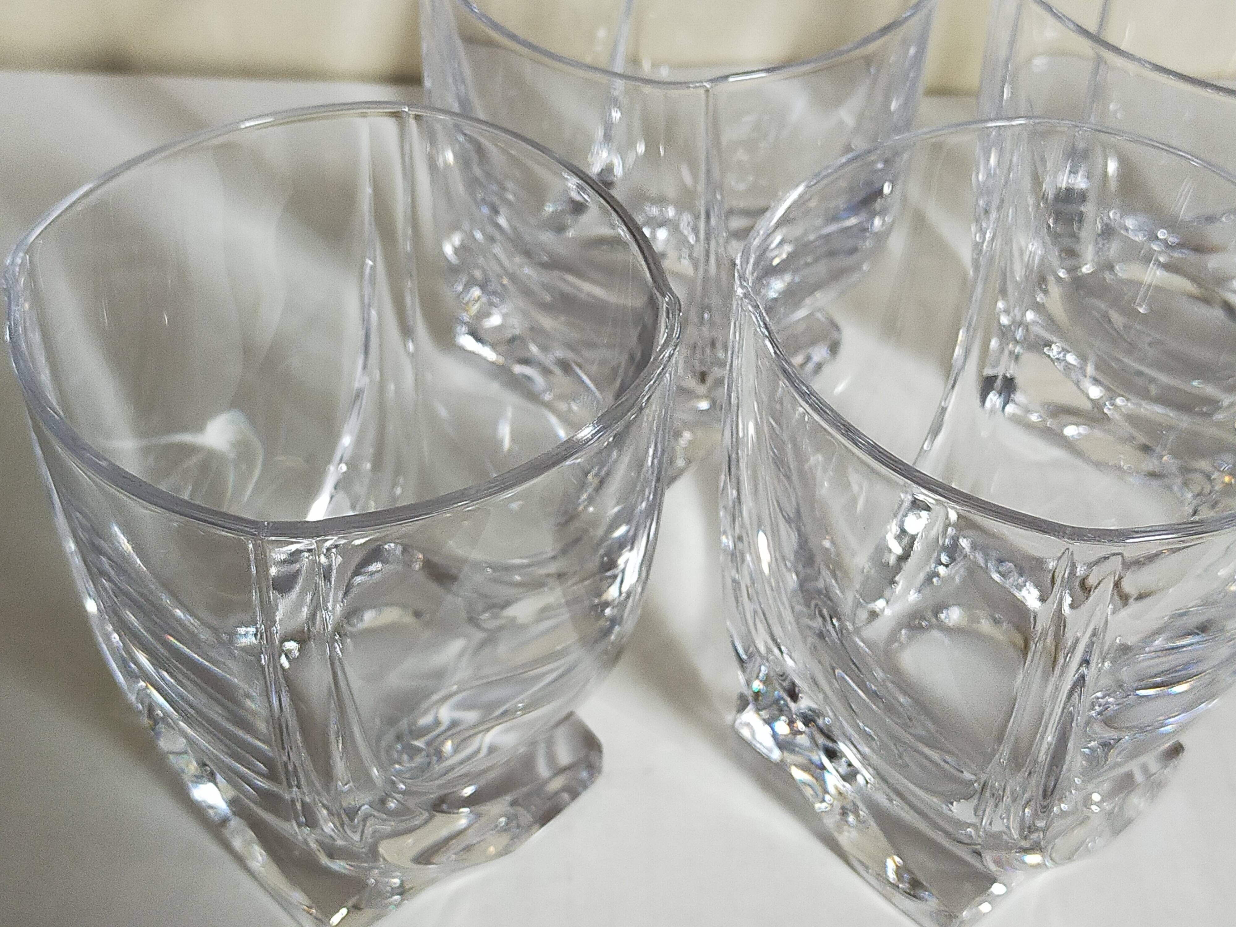 Five vintage crystal whiskey glasses
