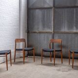 4x Niels Otto Møller Model 75 Teak Chair, 1960s Denmark