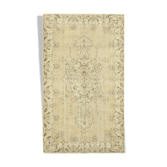 Handwoven antique anatolian beige rug 173 cm x 292 cm